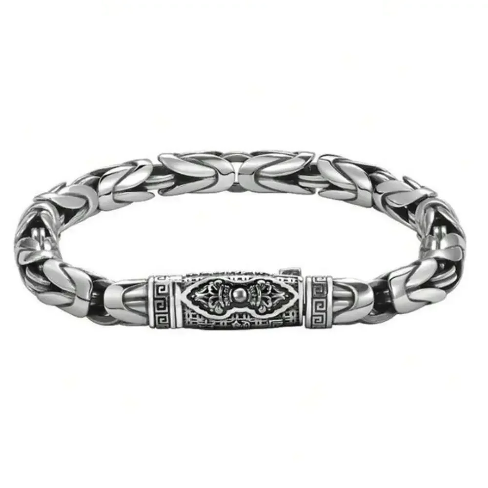 Stainless Steel Chain Link Bracelet, Mantra, Curb Hand Woven Engraved